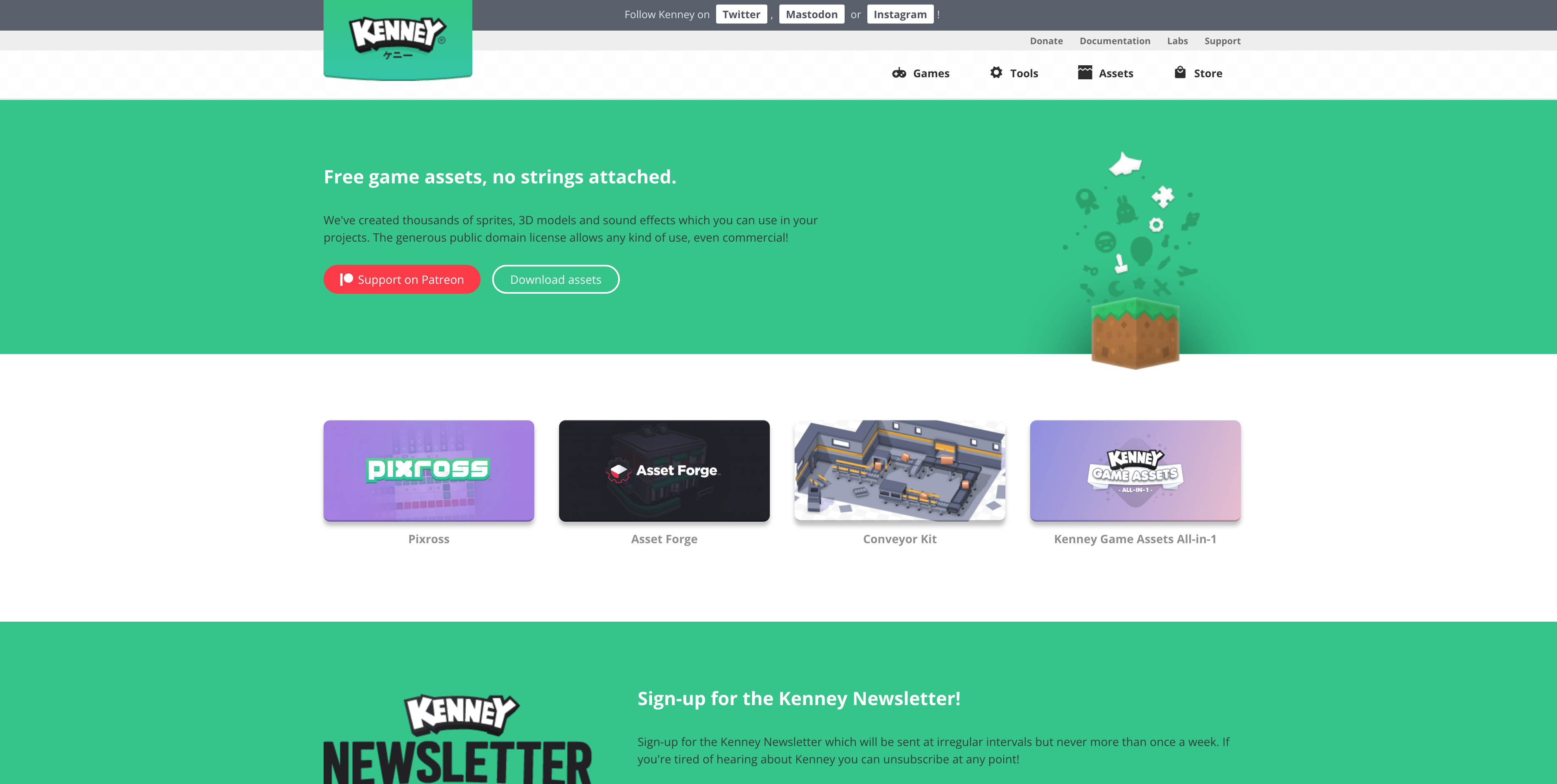 Kenney's Free Game Assets, no strings attached.